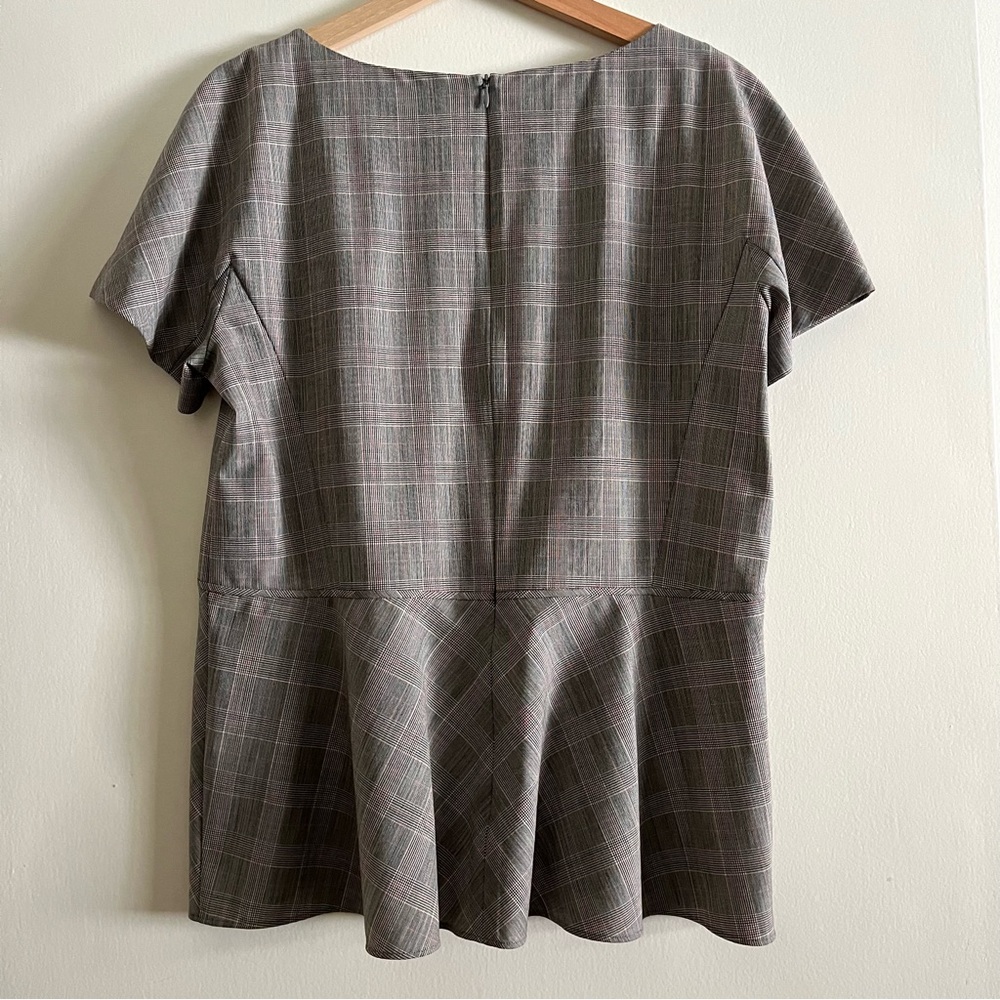 Lafayette 148 Short Sleeve Plaid Window Pane Blouse - Picture 9 of 10
